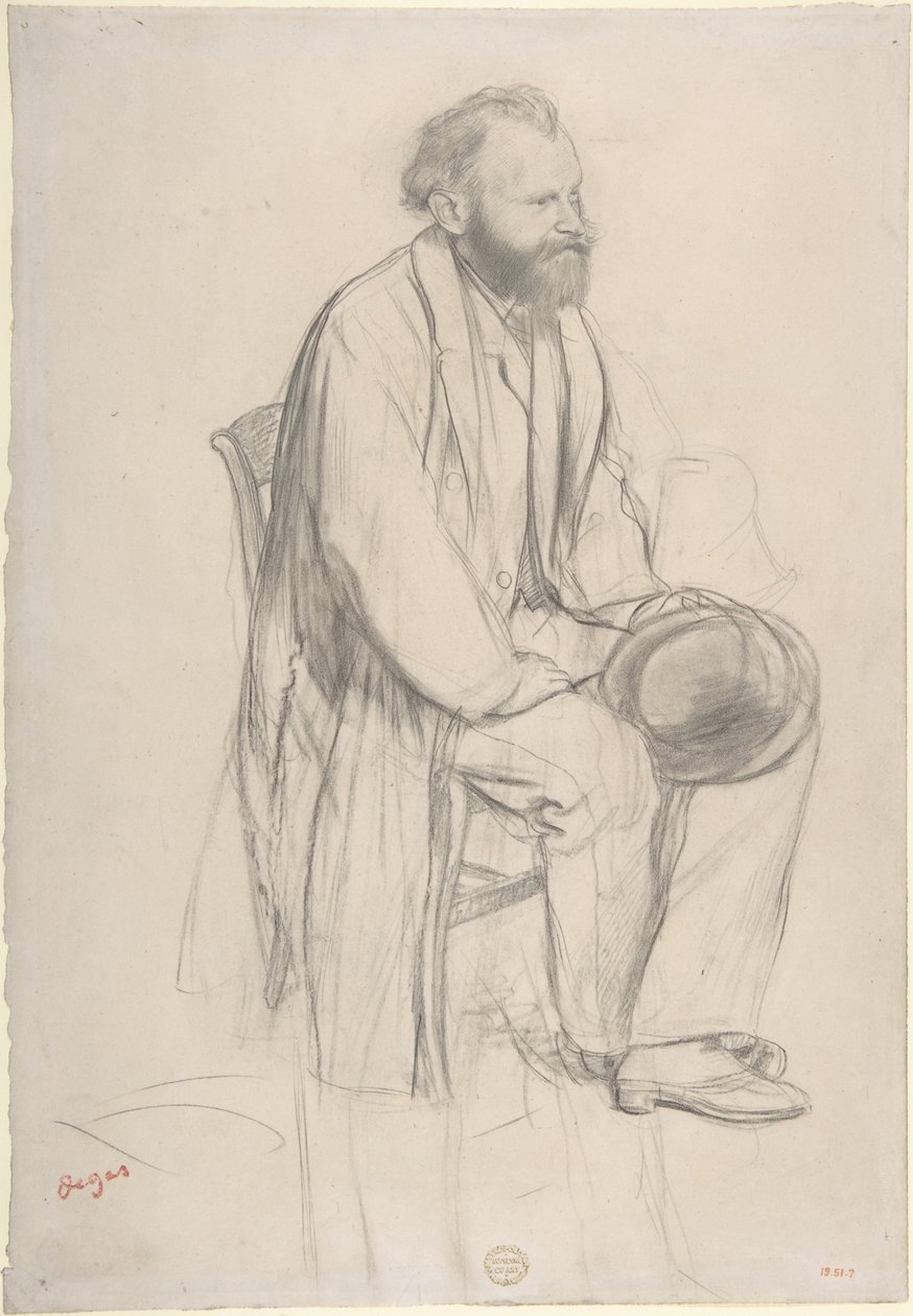 Édouard Manet, assis, tenant son chapeau - Edgar Degas