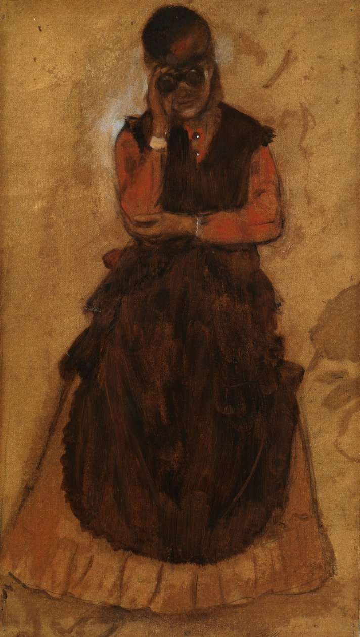 Fille regardant à travers des jumelles de théâtre - Edgar Degas