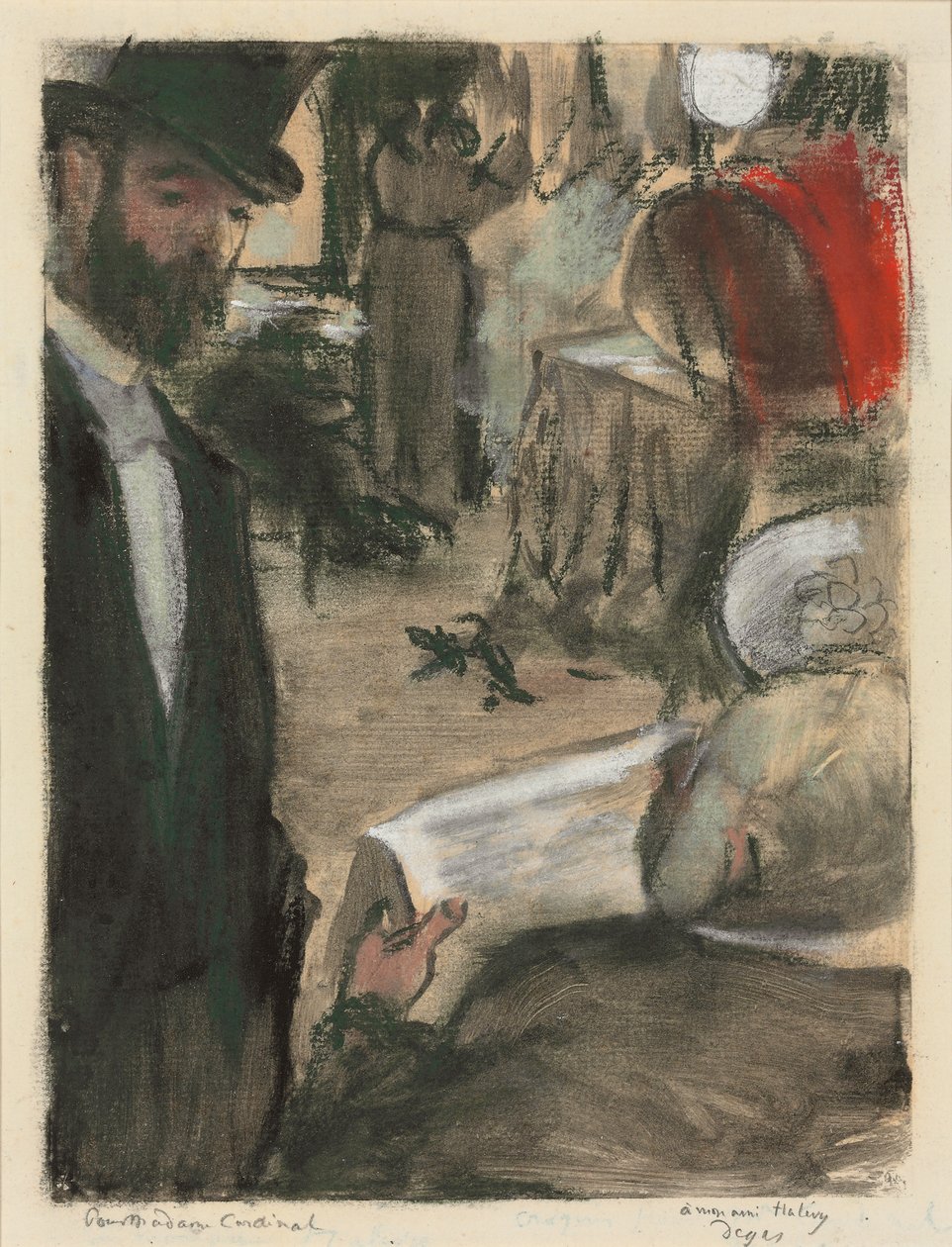 Ludovic Halevy trouve Madame Cardinal dans une loge, 1876-1877 - Edgar Degas