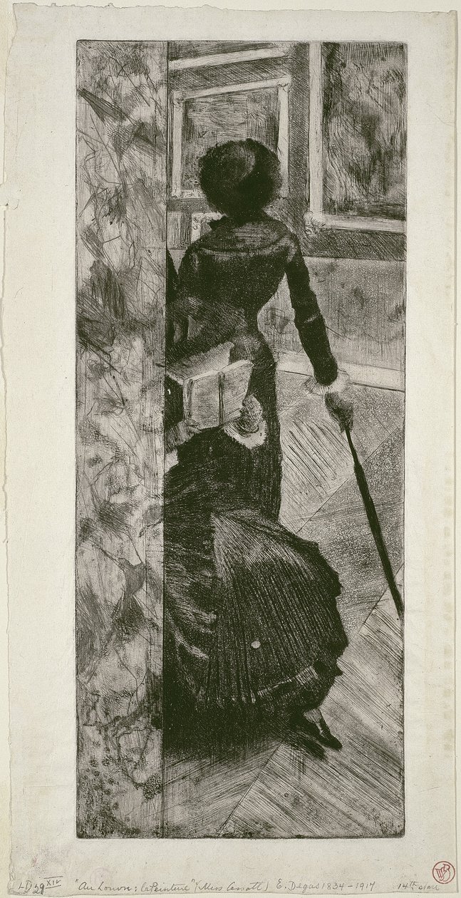 Mary Cassatt dans la galerie de peintures au Louvre, 1879-80 - Edgar Degas