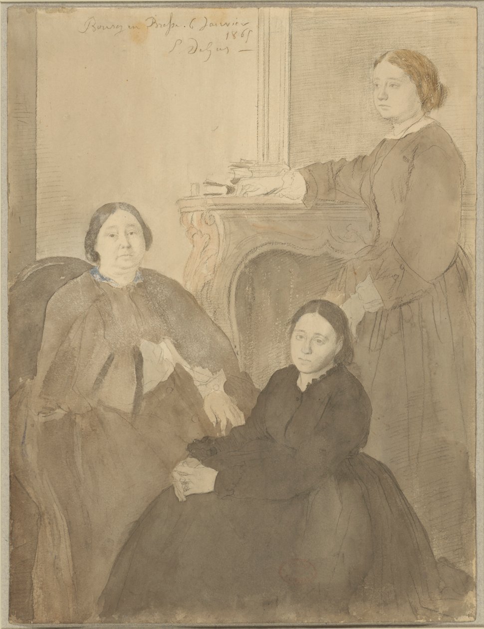 Mme Michel Musson et ses filles Estelle et Désirée - Edgar Degas