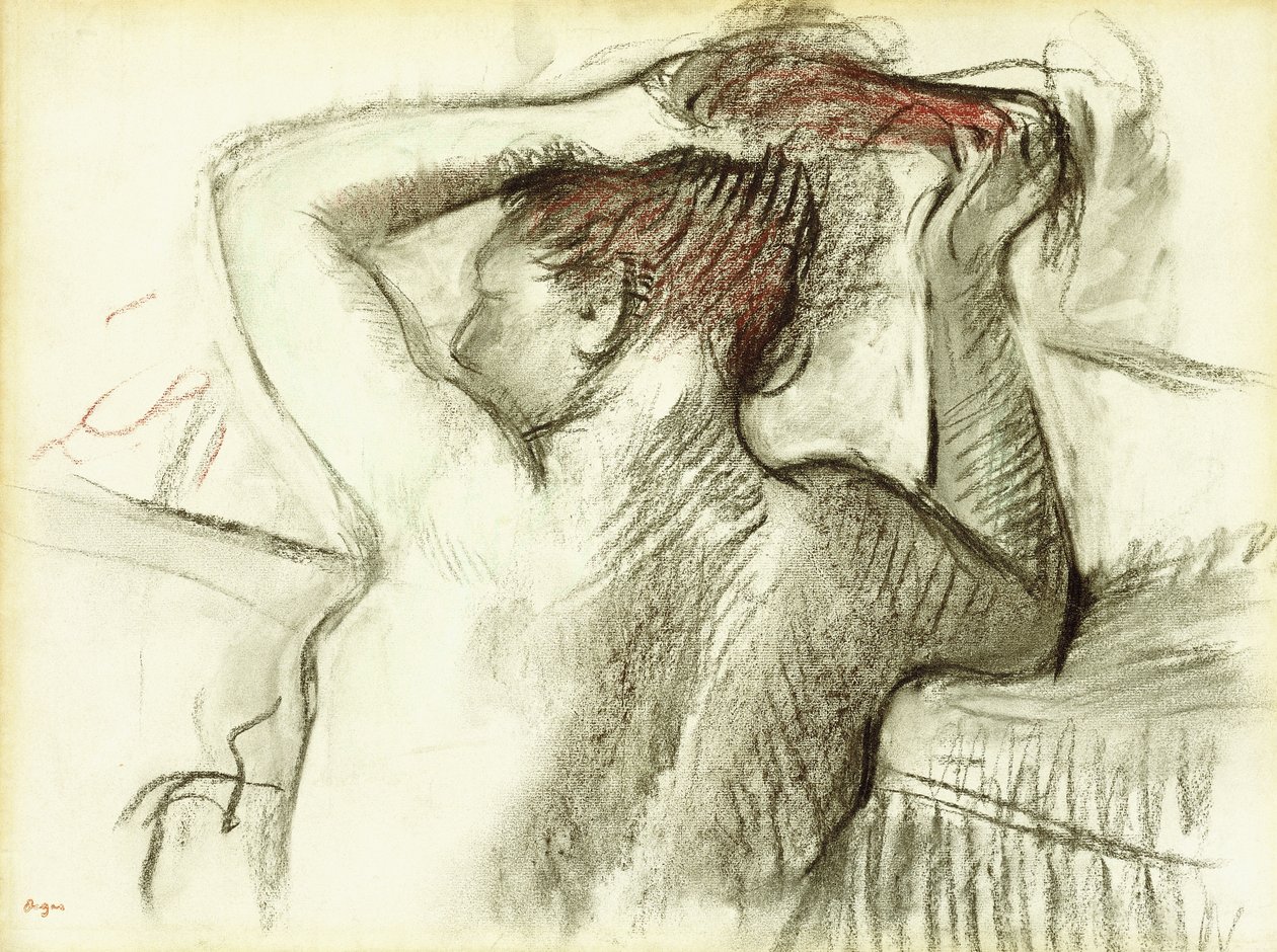 Femme nue coiffant ses cheveux - Edgar Degas