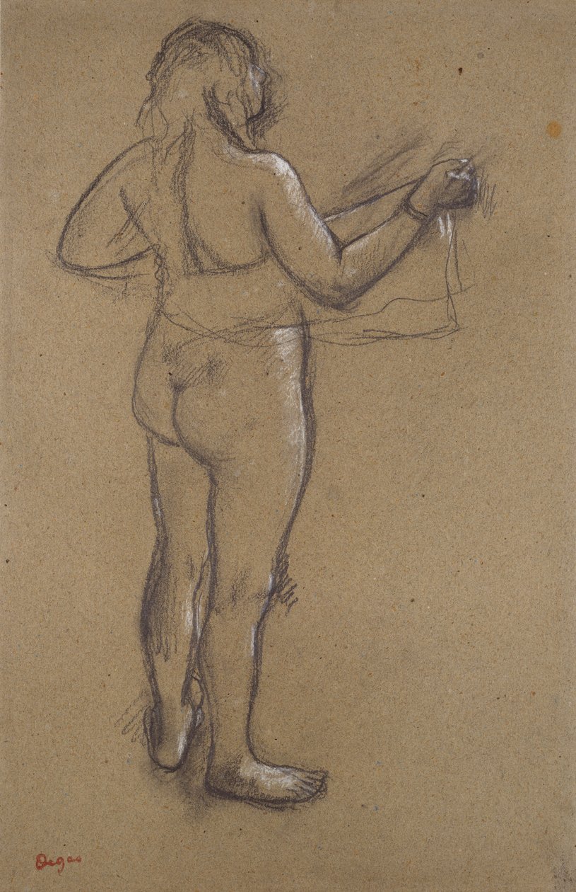 Femme nue se séchant avec une serviette, vue de dos, fin du 19ème siècle - Edgar Degas