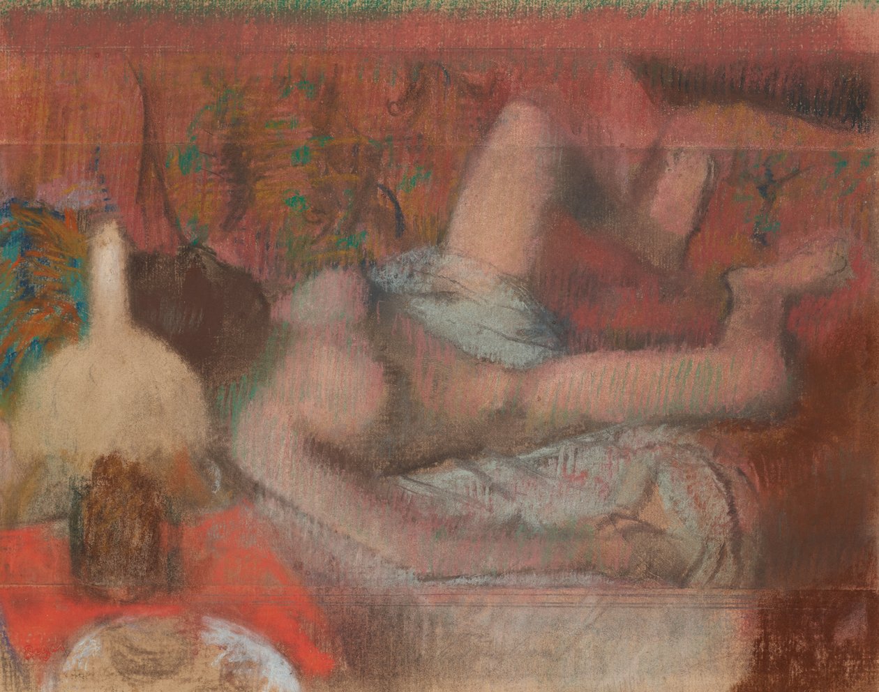 Femme nue couchée, vers 1888-90 (pastel sur monotype sur papier) - Edgar Degas