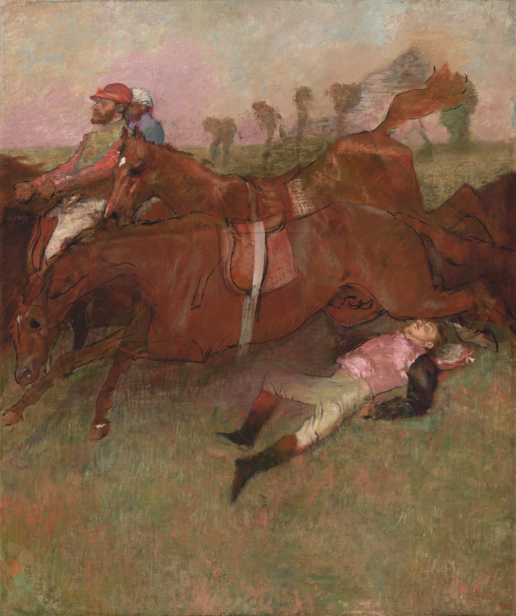 Scène tirée du Steeplechase : Le jockey à terre - Edgar Degas