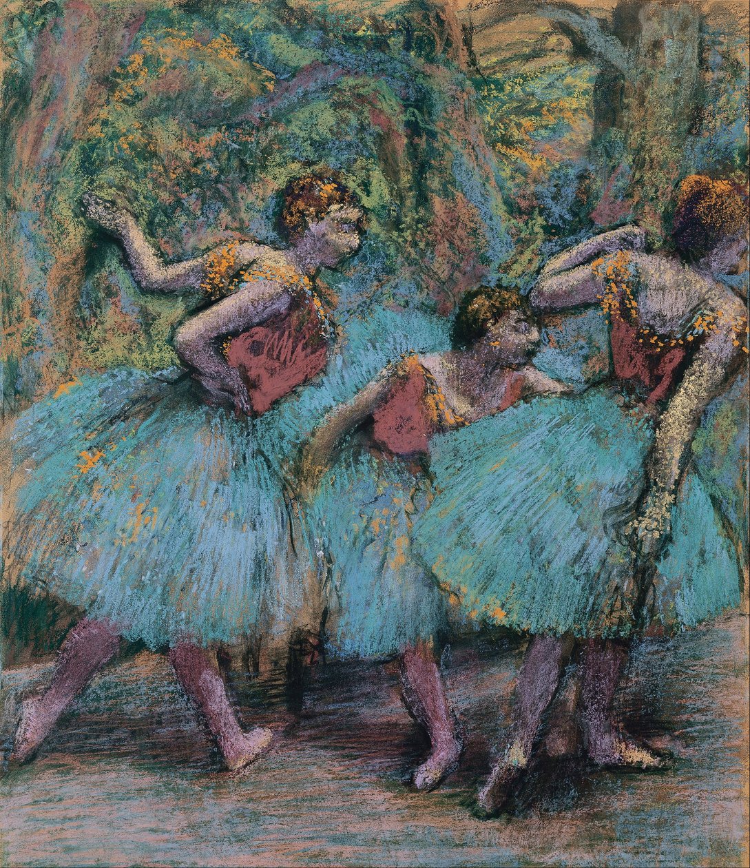 Trois danseuses (tutus bleus, corsages rouges) - Edgar Degas