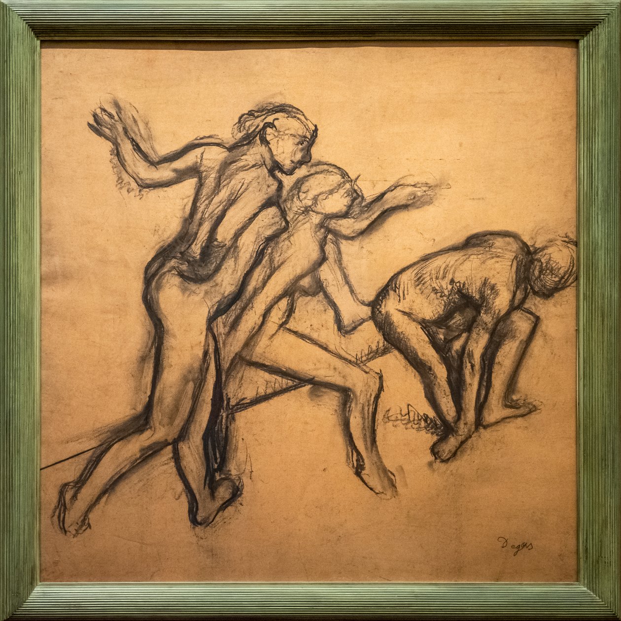 Trois danseuses nues. 1895-1900. Fusain sur papier calque. - Edgar Degas
