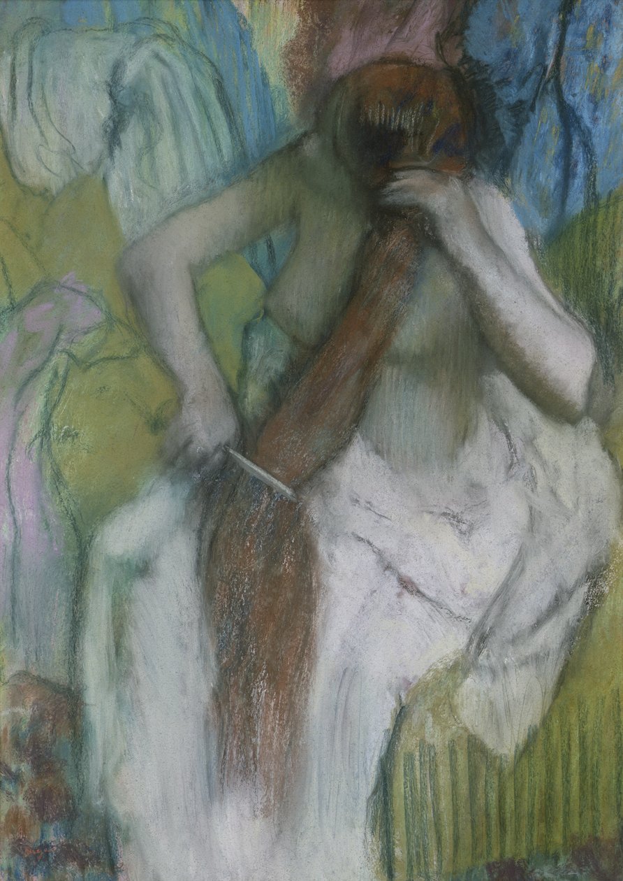 Femme se peignant les cheveux - Edgar Degas