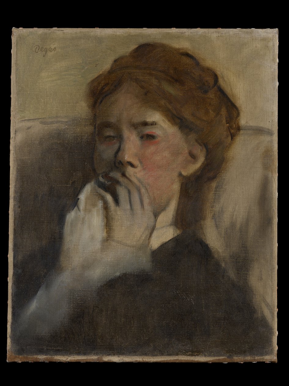 Jeune femme avec la main sur la bouche - Edgar Degas