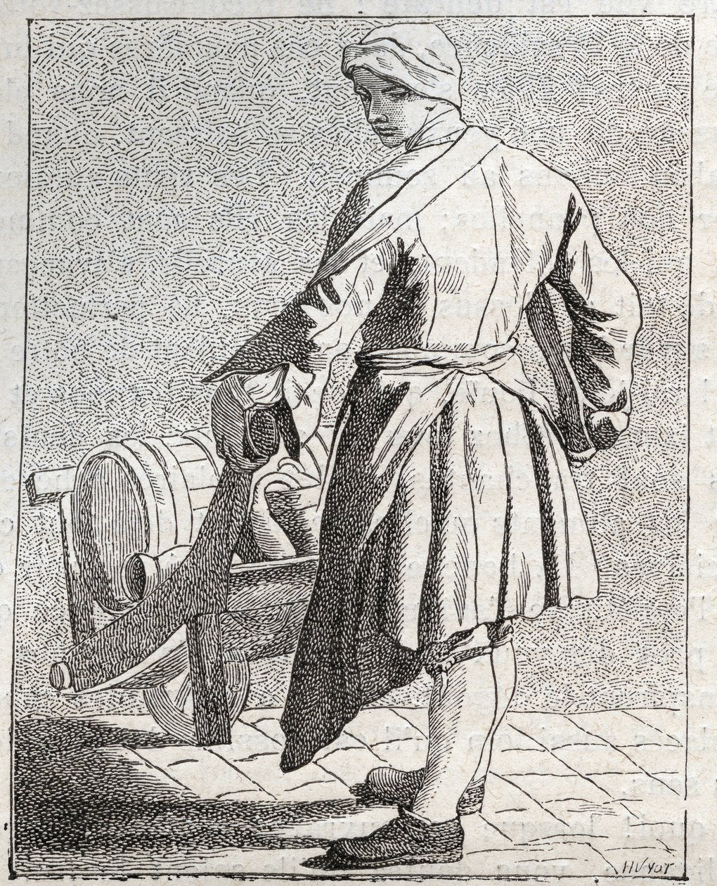 Le marchand de vinaigre - Petit métier de Paris (Études prises dans le bas Peuple, ou les Cris de Paris) - gravure par Edme Bouchardon (1698-1762) - Edmé Bouchardon