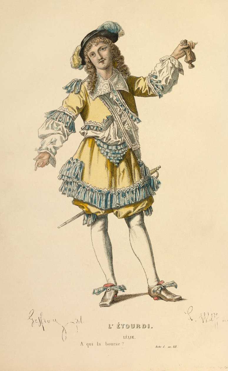 Costume pour le rôle de Lelie, vers 1868 (gravure) - Edmond Aime Florentin Geffroy