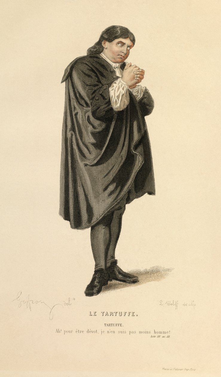 Costume pour le rôle de Tartuffe, vers 1868 (gravure) - Edmond Aime Florentin Geffroy