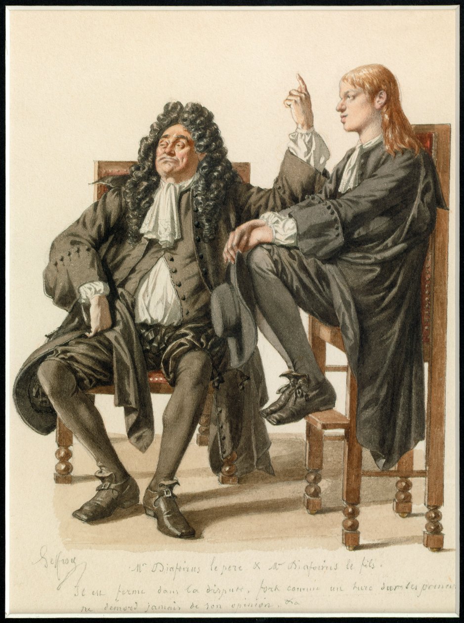 Portait de Monsieur Diafoirus pere et fils, c.1870 (watercolor) - Edmond Aime Florentin Geffroy