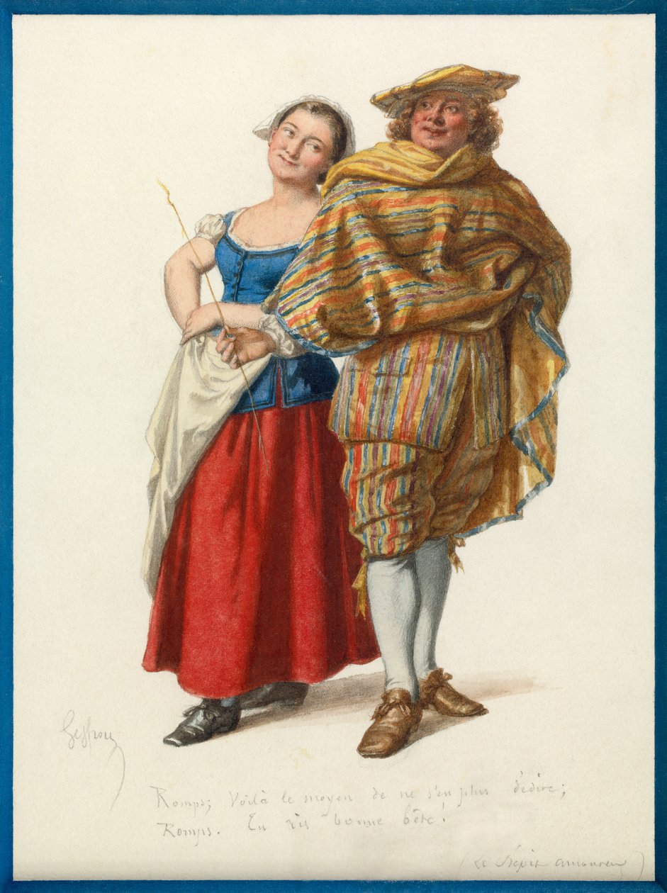 Portrait de Marinette et du gros René, vers 1870 (aquarelle) - Edmond Aime Florentin Geffroy