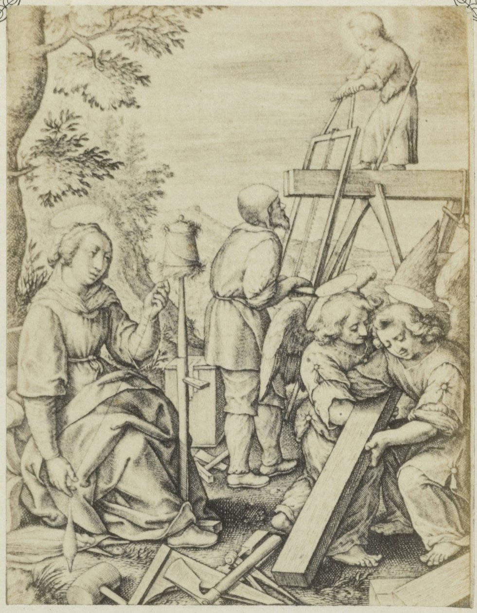 Reproduction photographique de la gravure Les scieurs de long - Edmond Fierlants