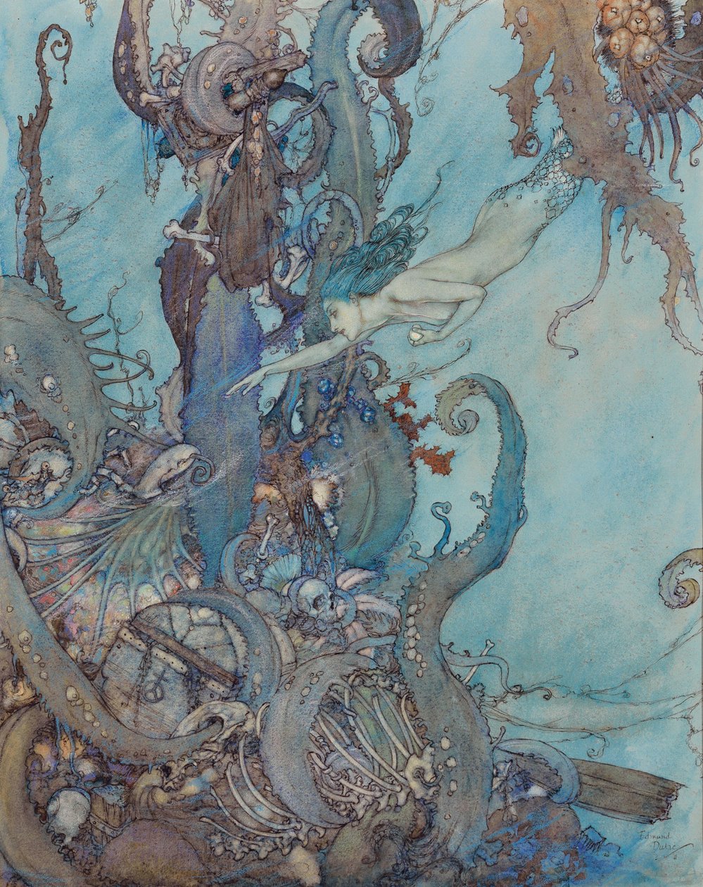 La Petite Sirène, « À la simple vue du liquide brillant, ils reculèrent de terreur » - Edmund Dulac