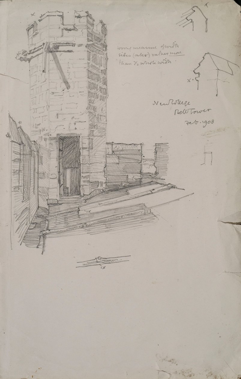 Croquis du clocher de New College (détail) - Edmund Hort New