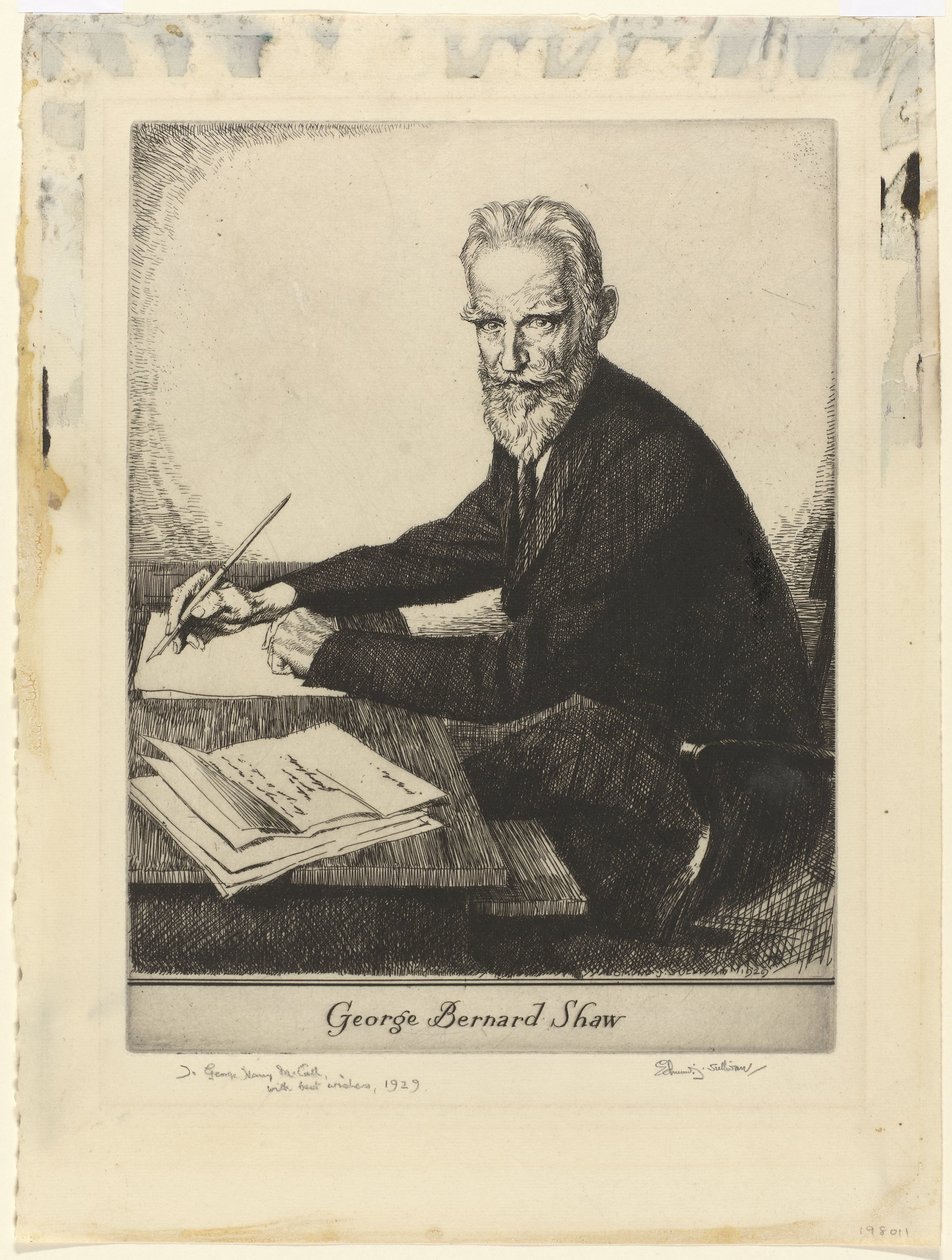 Portrait de George Bernard Shaw - Edmund Joseph Sullivan (signed by artist)