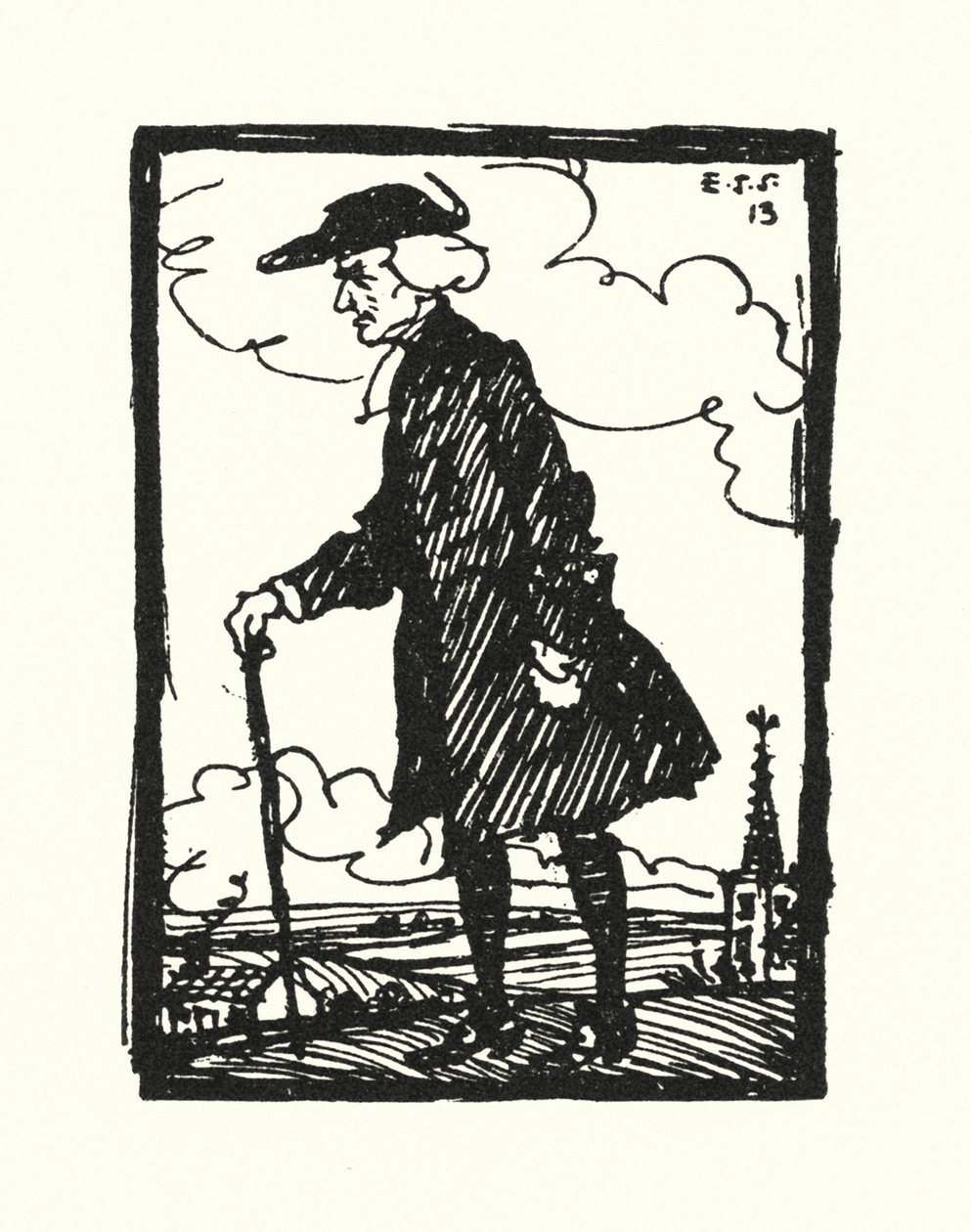 Illustration pour Le Vicaire de Wakefield par Oliver Goldsmith (lithographie en couleur) - Edmund Joseph Sullivan