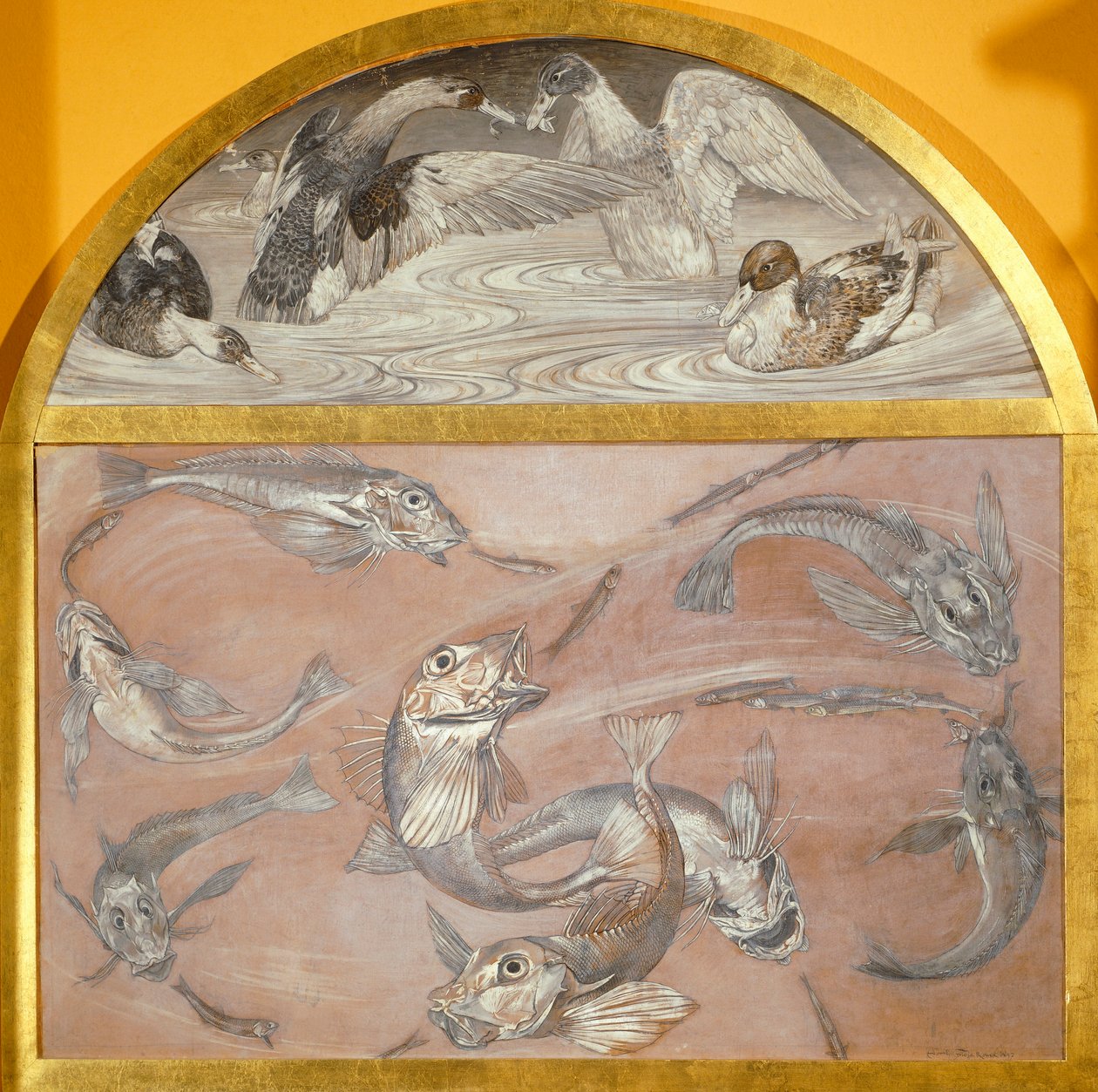 Diptyque avec poissons et canards dans un étang - Edoardo Gioja