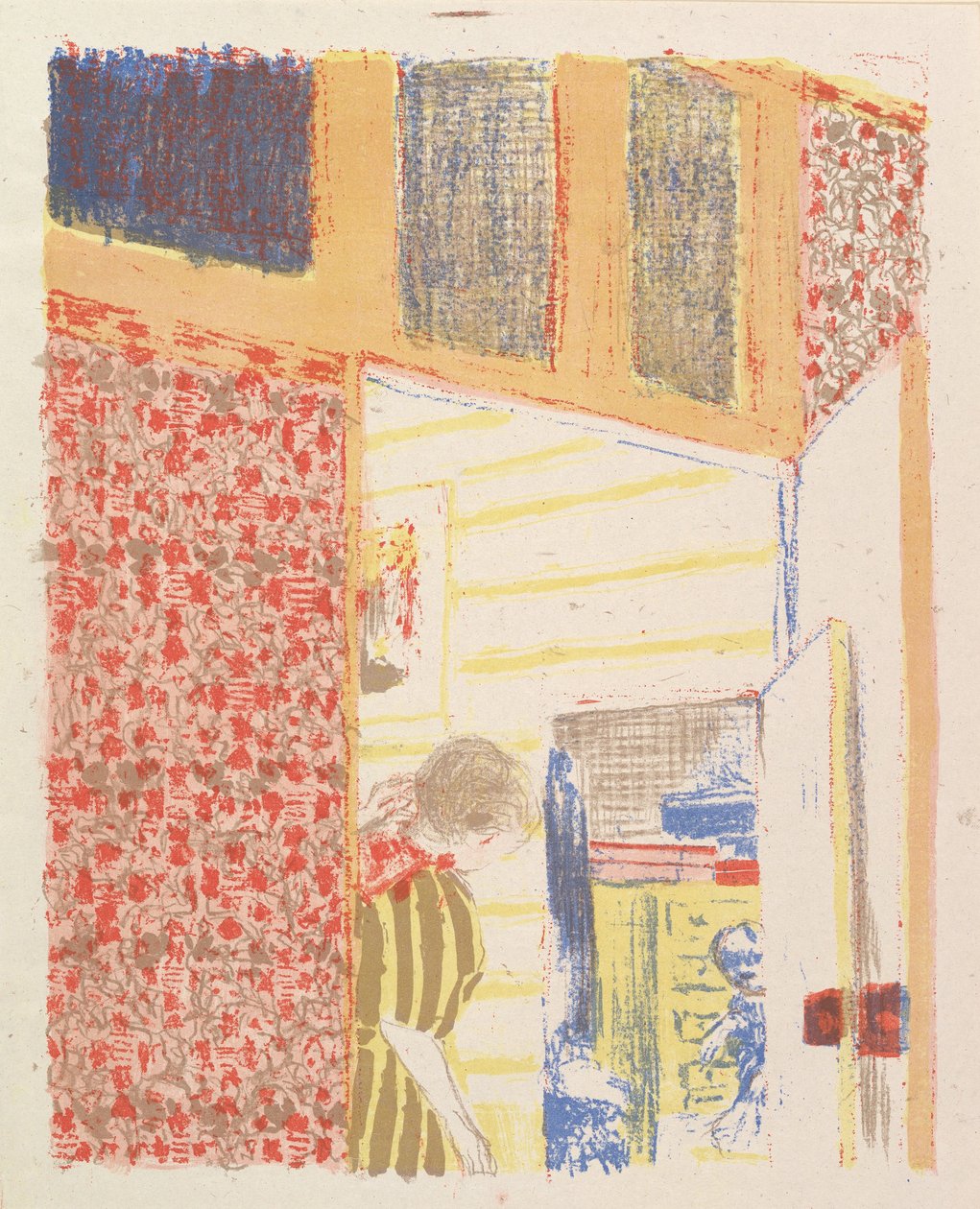 Intérieur avec papier peint rose III, de la série Paysages et Intérieurs, 1899 - Edouard Vuillard