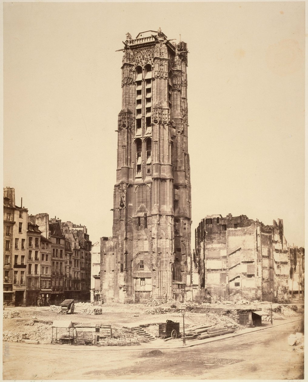 La tour Saint-Jacques, avant restauration. 4e arrondissement, Paris. - Édouard Baldus