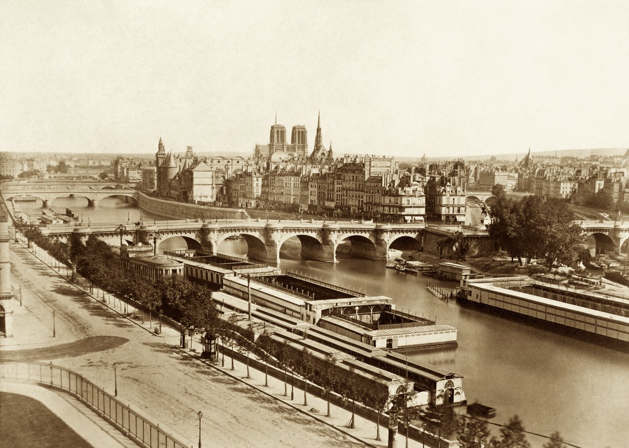 Seine avec ponts, en arrière-plan Notre-Dame de Paris - Édouard Baldus