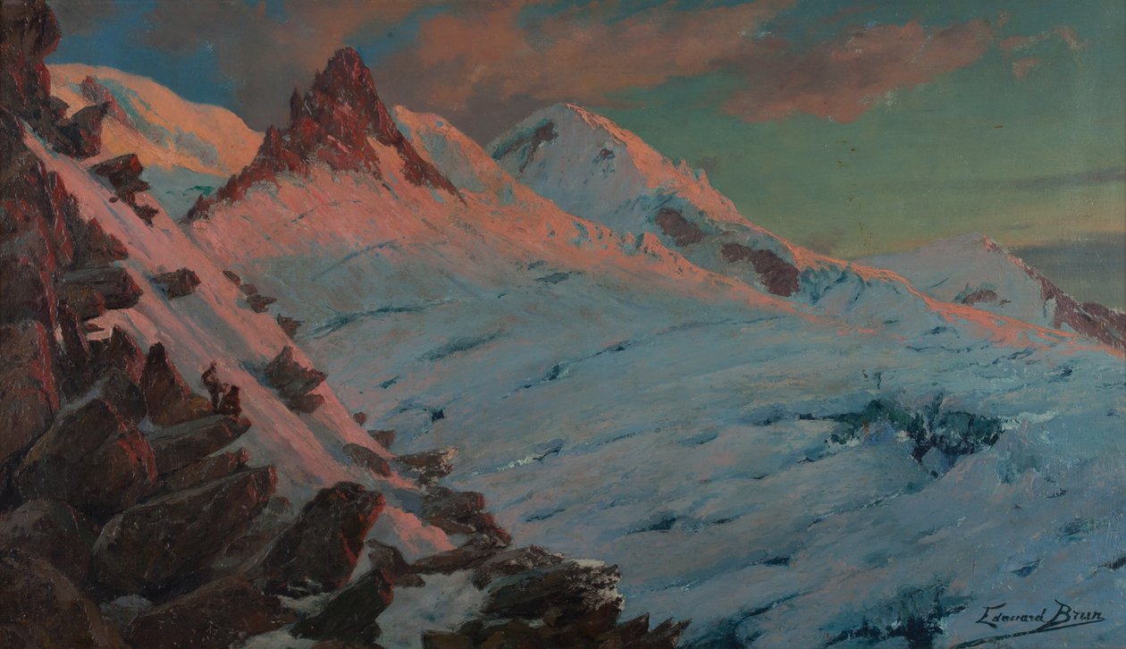 Deux alpinistes arrivant aux Grands Mulets (massif du Mont-Blanc) - Edouard Brun