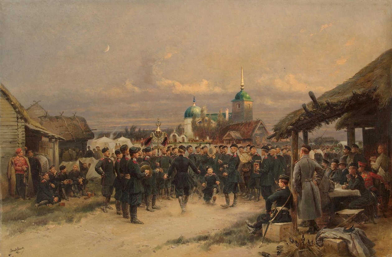 Chanteurs du 4e bataillon de fusiliers de la Garde impériale à Tsarskoïe Selo - Jean Baptiste Edouard Detaille