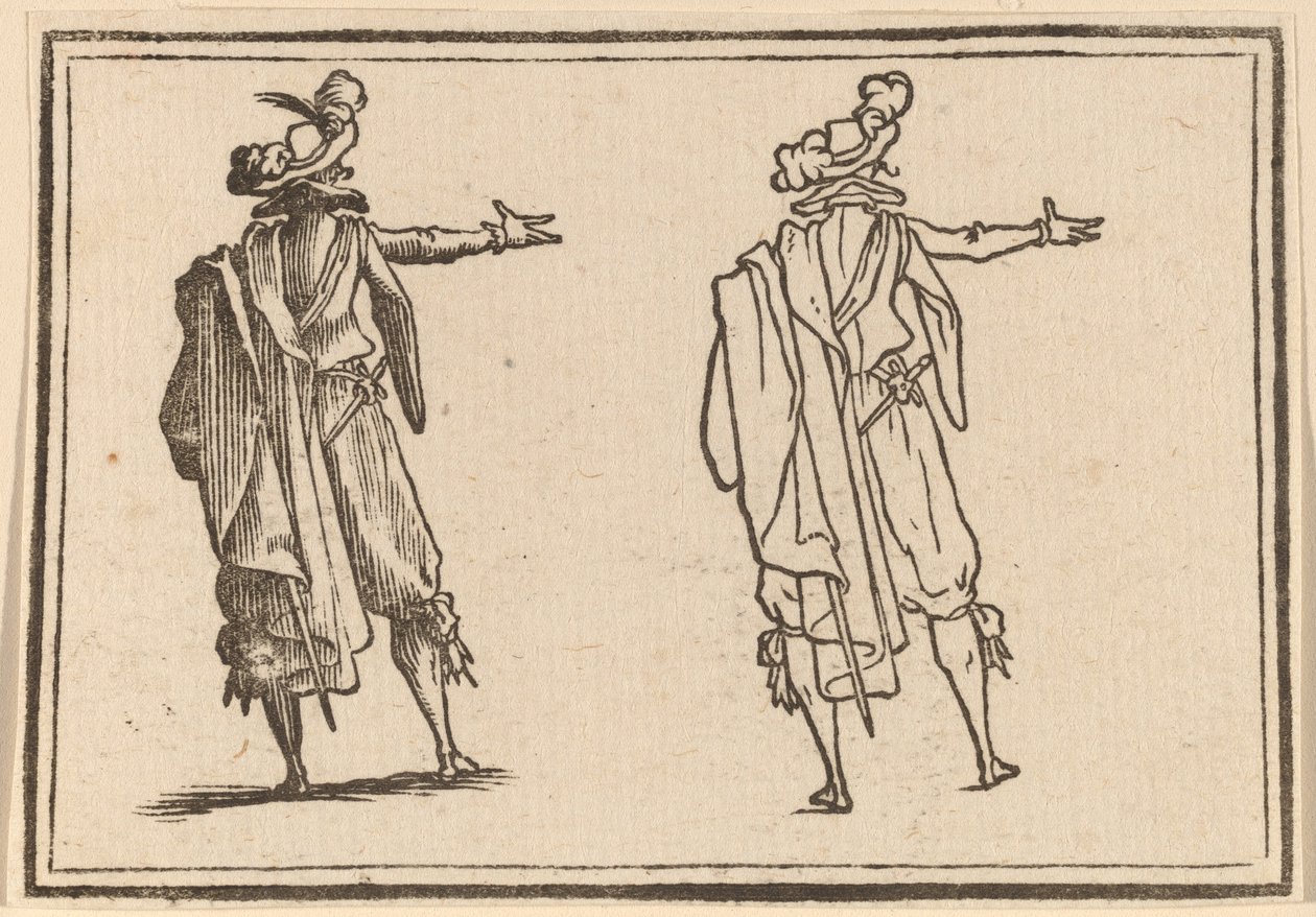 Homme Vu de Dos avec le Bras Droit Étendu - Edouard Eckman after Jacques Callot