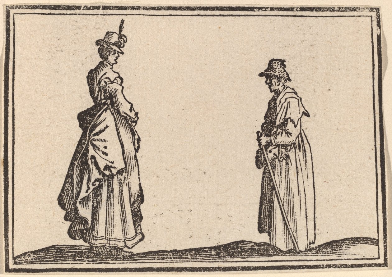 Deux femmes de profil - Edouard Eckman after Jacques Callot