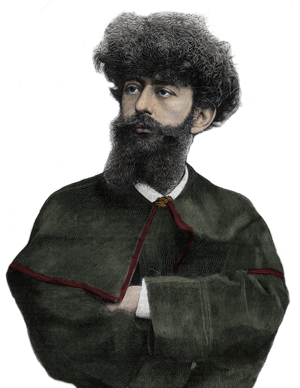 Le Sar Merodack Josephin Peladan, pseudonyme de Josephin Peladan (1858-1918) écrivain et occultiste français - gravure par Navellier dans « Le Journal Illustré » de 1892 - Edouard Felicien Eugene Navellier