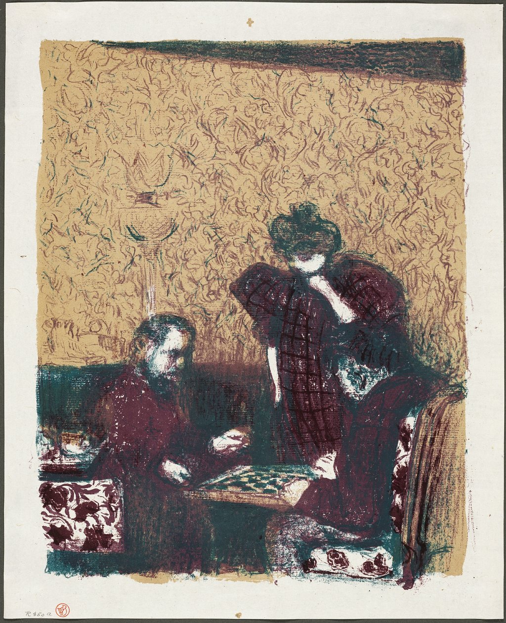 Le jeu de dames, première planche de Paysages et intérieurs - Édouard Jean Vuillard