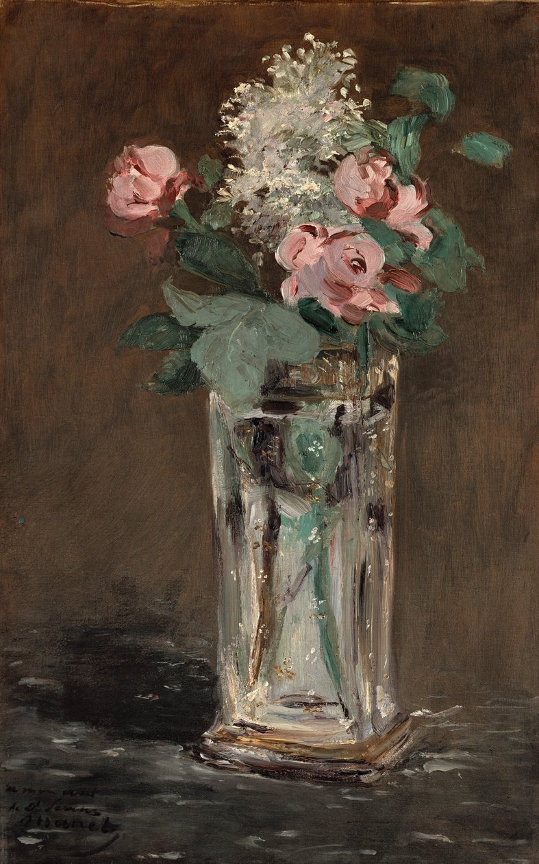 Fleurs dans un vase en cristal - Édouard Manet