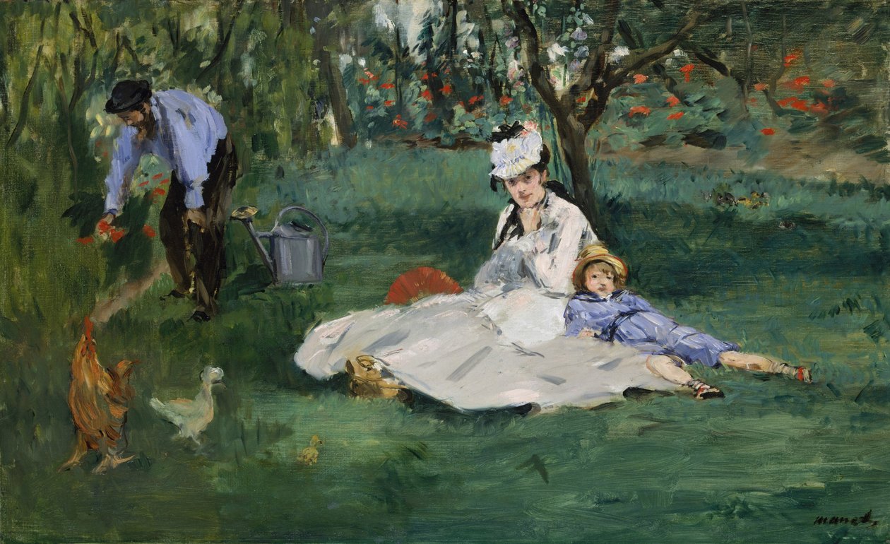 La famille Monet dans leur jardin à Argenteuil, 1874 - Édouard Manet