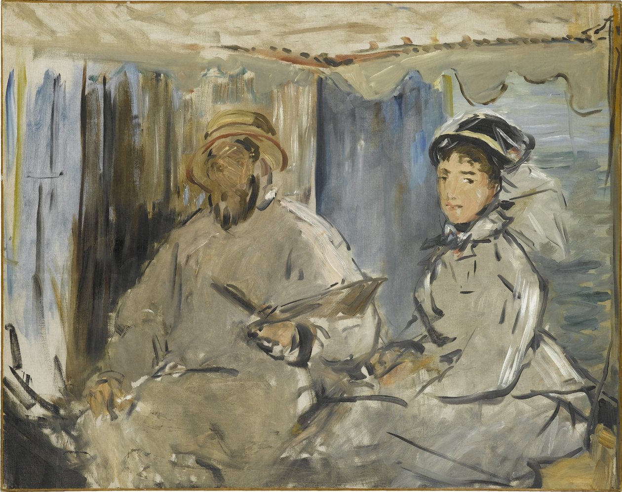 Le peintre Monet dans son atelier, 1874 - Édouard Manet