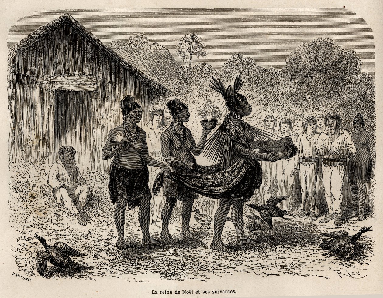 La célébration de la fête de Noël à Sarayacu (Pérou), la reine de Noël porte l
