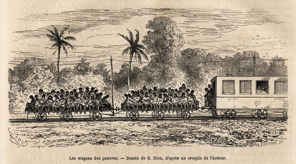 Le wagon des pauvres des trains paraguayens, simples plateformes attachées à la queue des trains sur lesquelles les passagers s