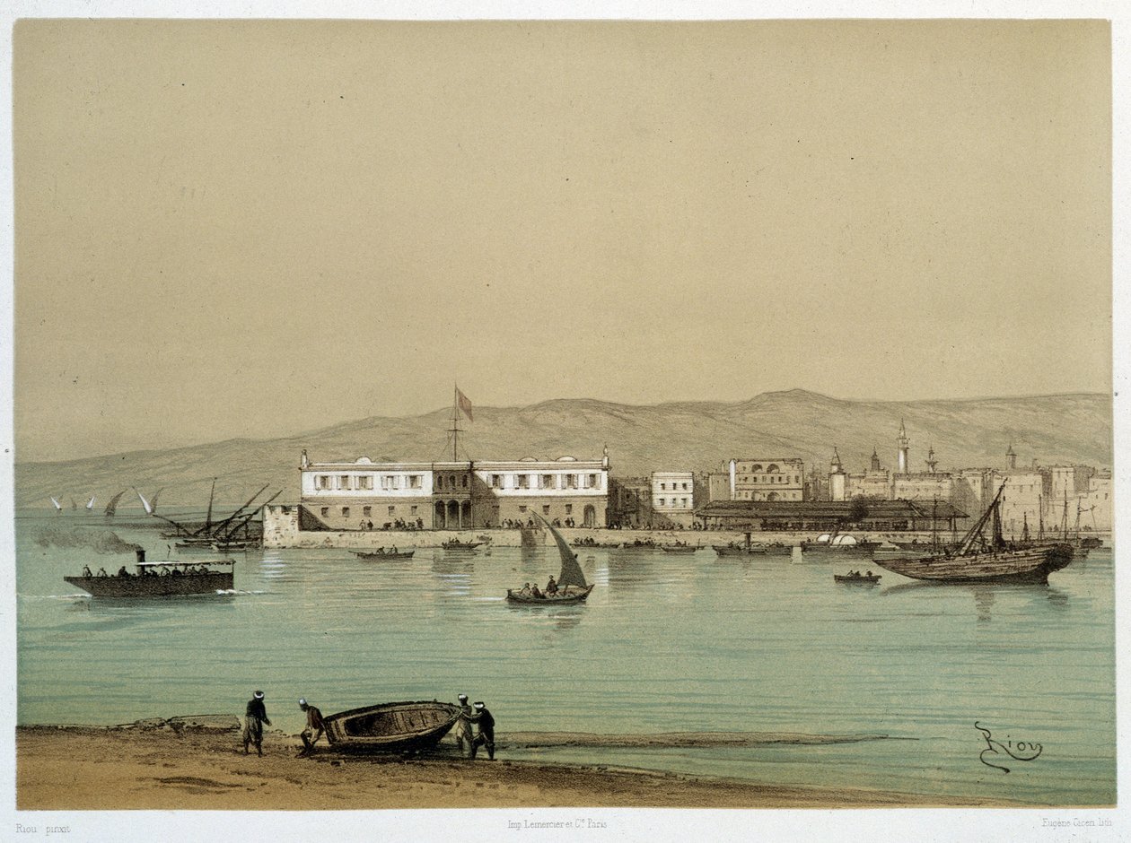 Vue du canal dans "Inauguration du canal de Suez" par G. Nicole. 1869 - Edouard Riou