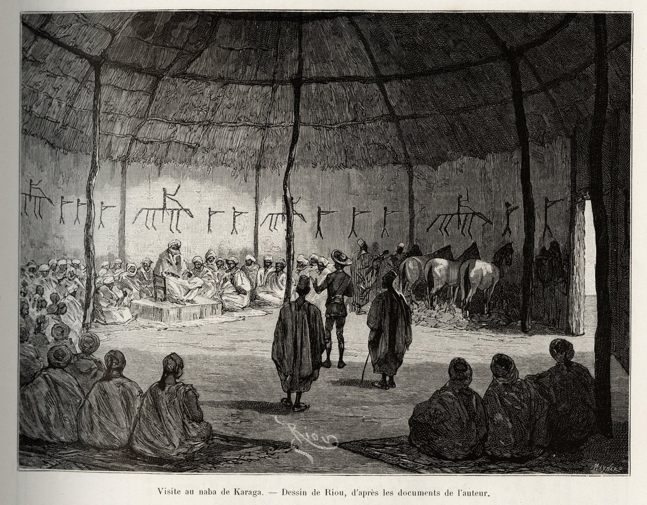 Visite au Naba de Karaga (Ghana). Gravure pour illustrer l