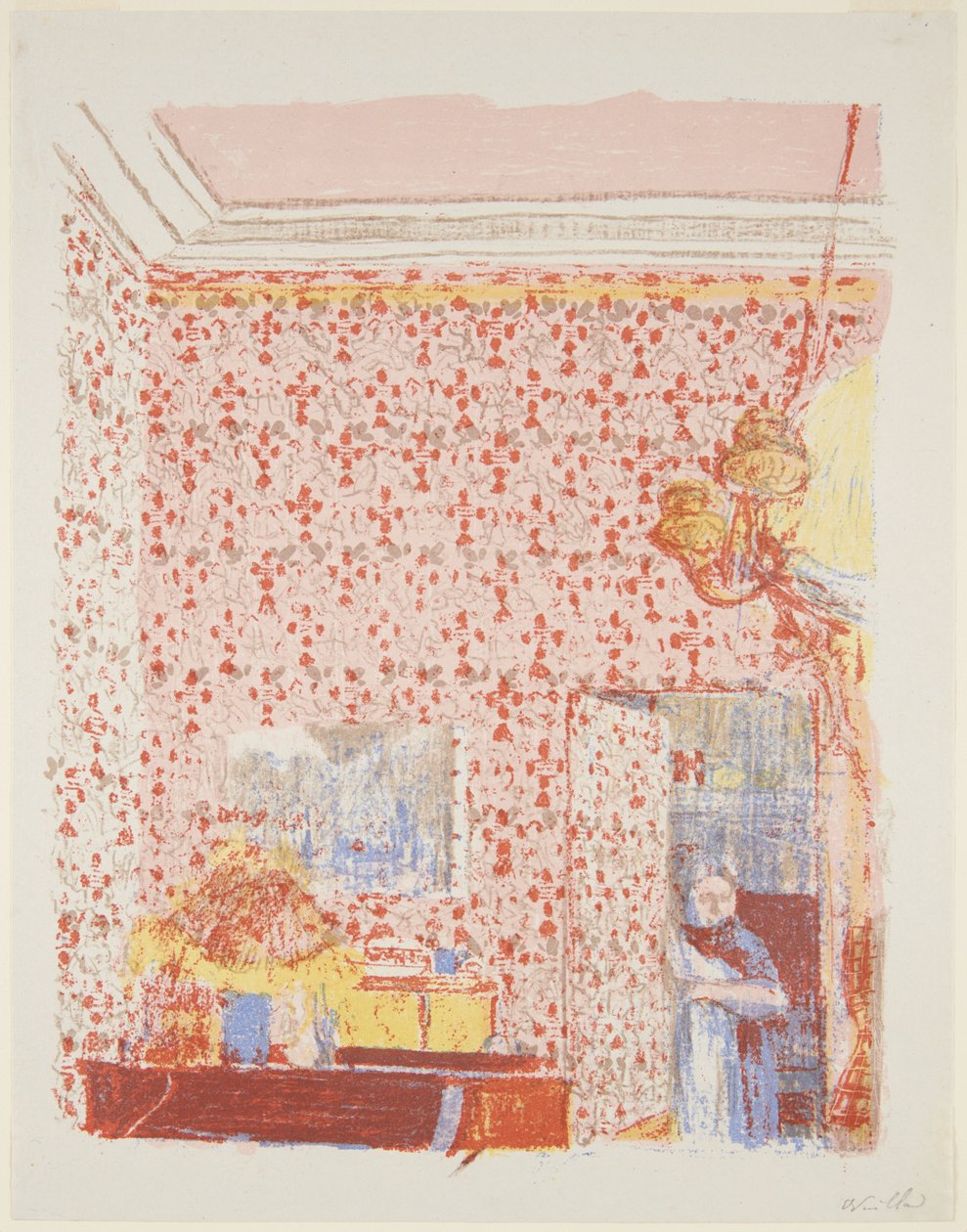 Landschaften und Innenräume: Innenraum mit rosa Tapete I - Edouard Vuillard