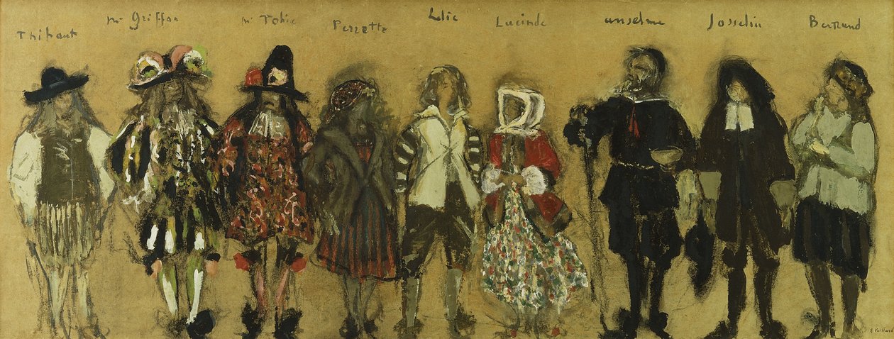 Études de costumes pour les neuf personnages de La Coupe Enchantée par Jean de la Fontaine - Edouard Vuillard