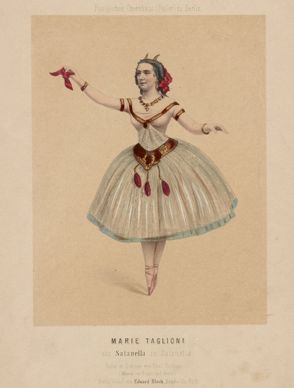 Marie Taglioni dans Satanella, un ballet en 3 actes chorégraphié par Paul Taglioni, avec musique composée par Pugni et Hertel - Eduard Bloch