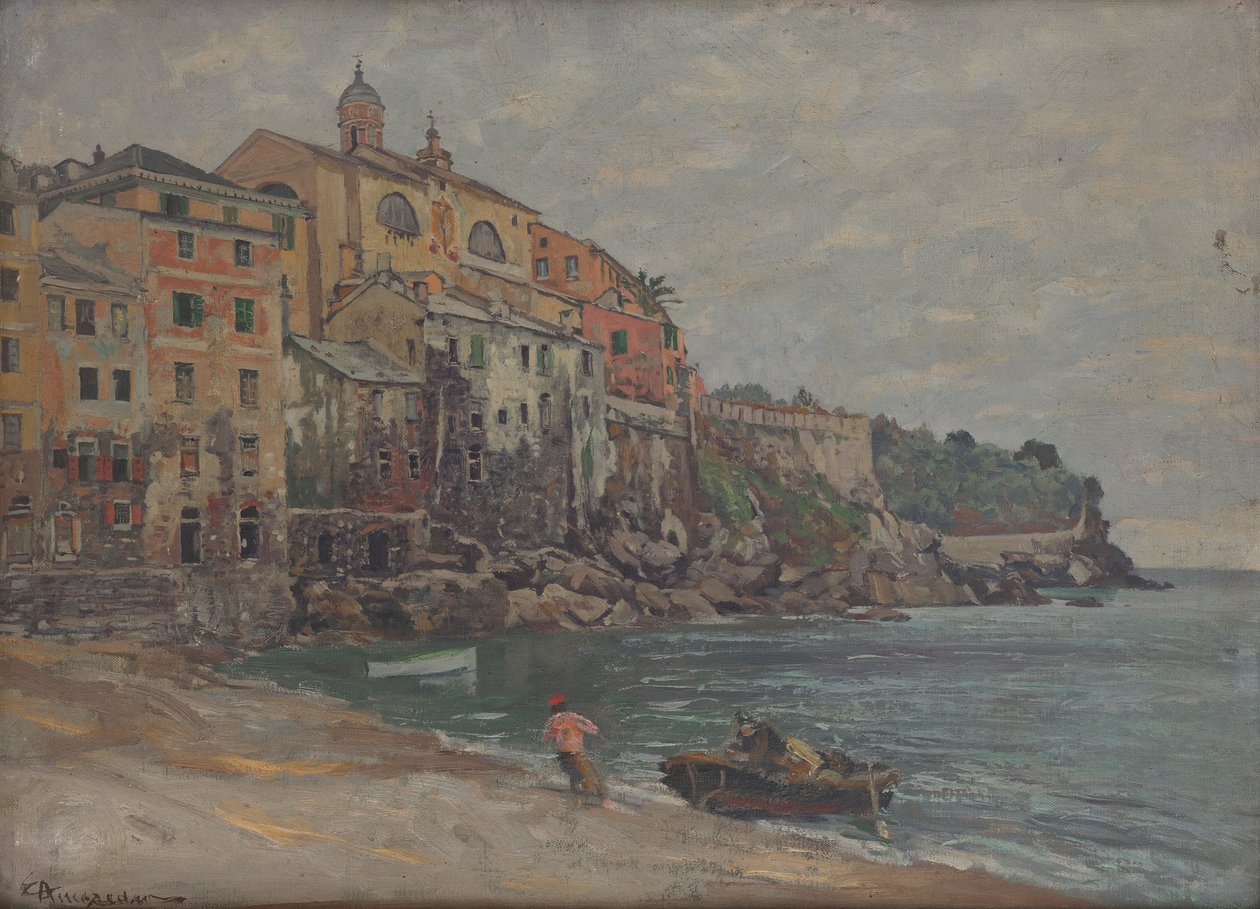 Ville italienne au bord de la mer - Eduard Ameseder