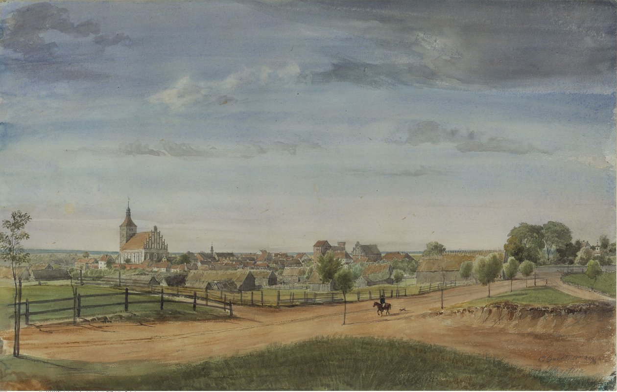 Allenstein [Prusse-Orientale] avec un carrefour au premier plan - Eduard Gaertner