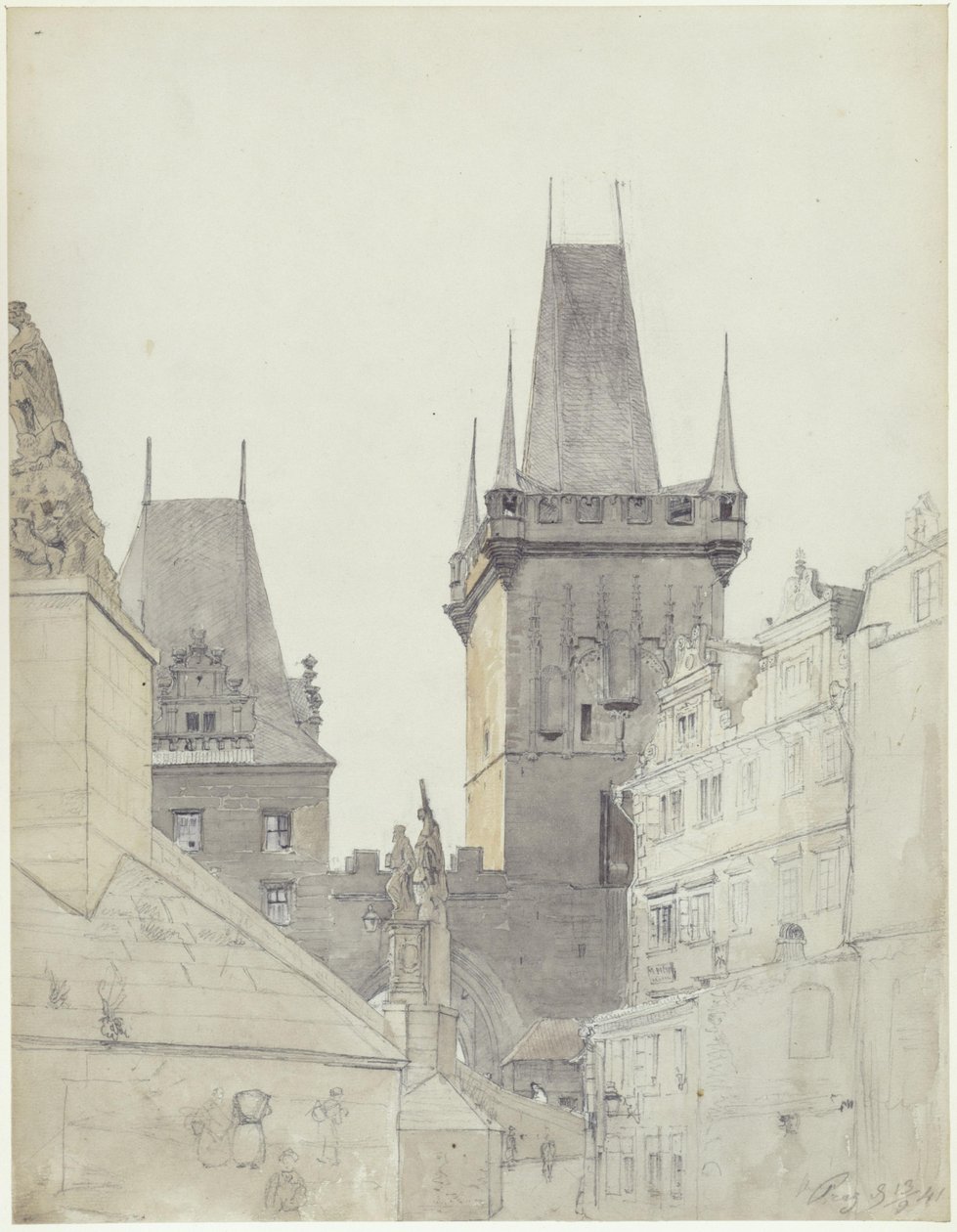 Le pont sur la Vltava dans le Petit Côté de Prague - Eduard Gaertner