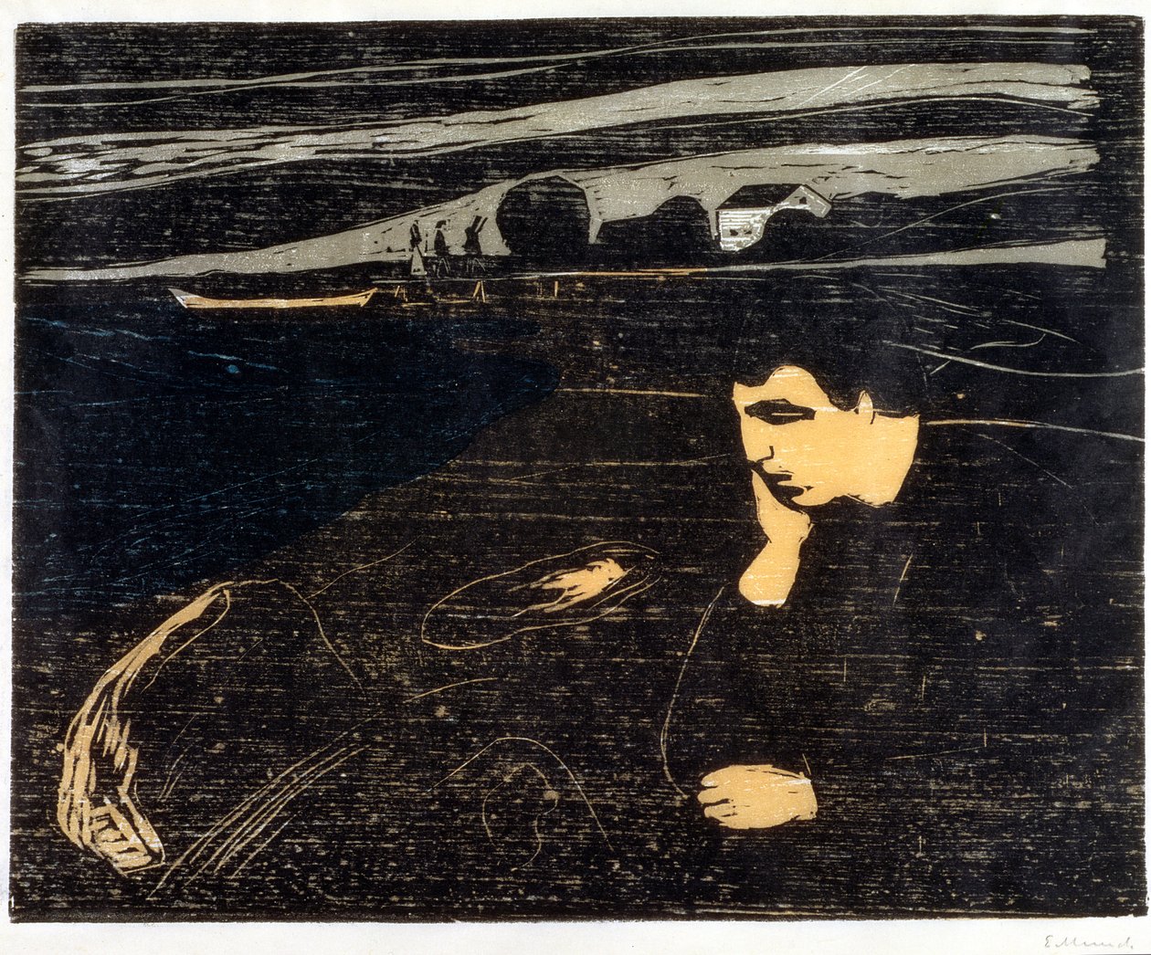 Soir, Mélancolie : Sur la plage (Abend, Melancholie am Strand) - Edvard Munch