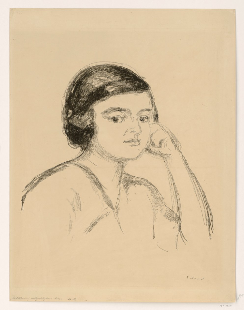 Jeune femme (jeune femme la main sur la joue ; jeune fille le bras appuyé) - Edvard Munch