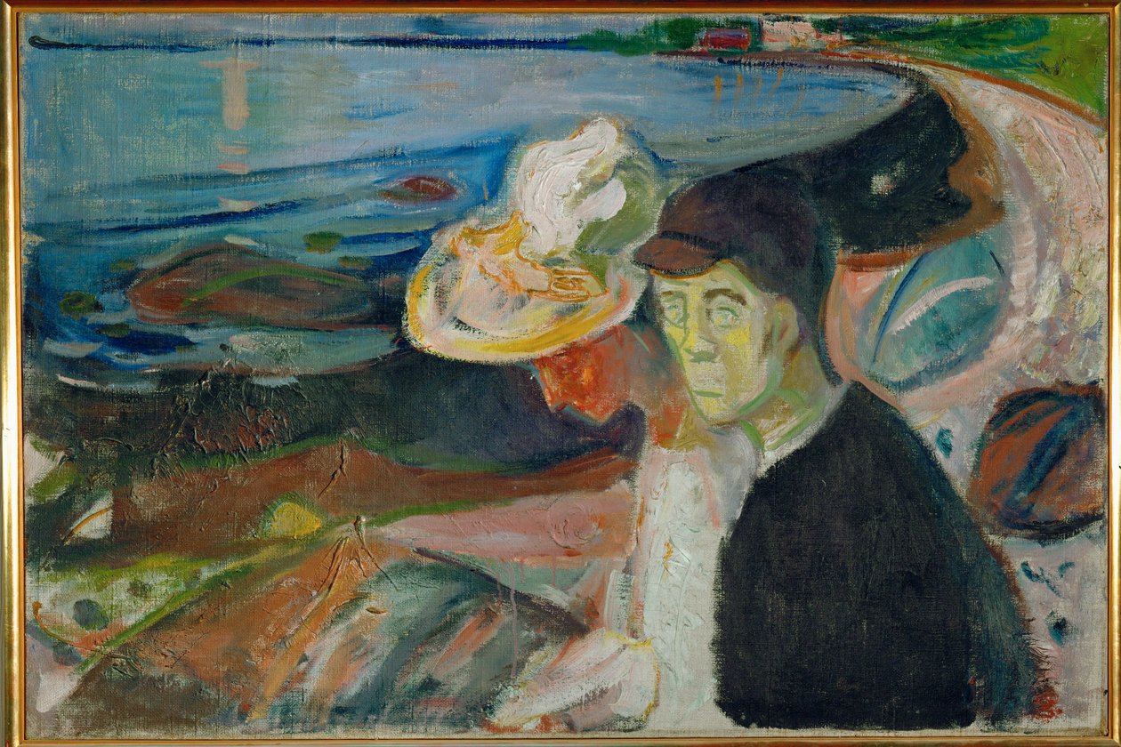Deux personnes sur le rivage (peinture sur toile) - Edvard Munch