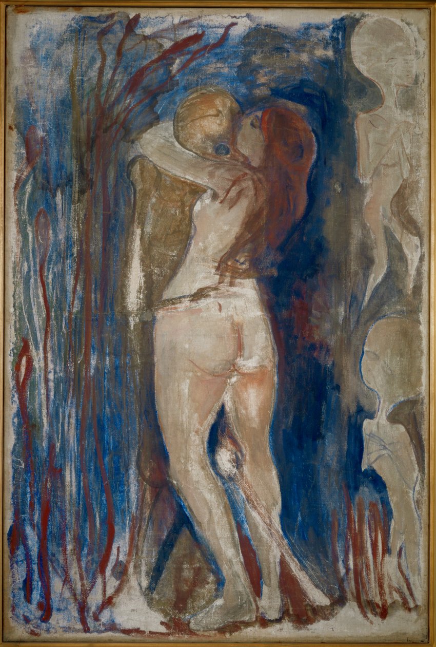 Jeune fille et la mort (peinture sur toile) - Edvard Munch